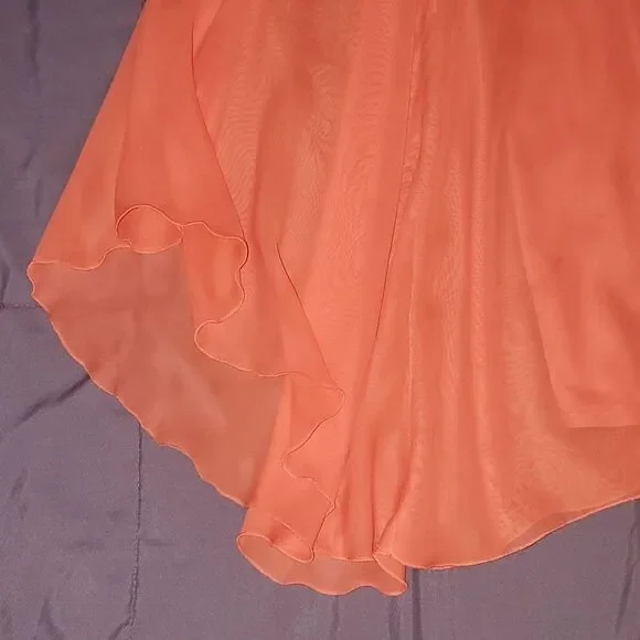 FREE PEOPLE Dancing in the moonlight Beaded dress sz 4 Papaya Coral Chiffon NWOT - Picture 5 of 14